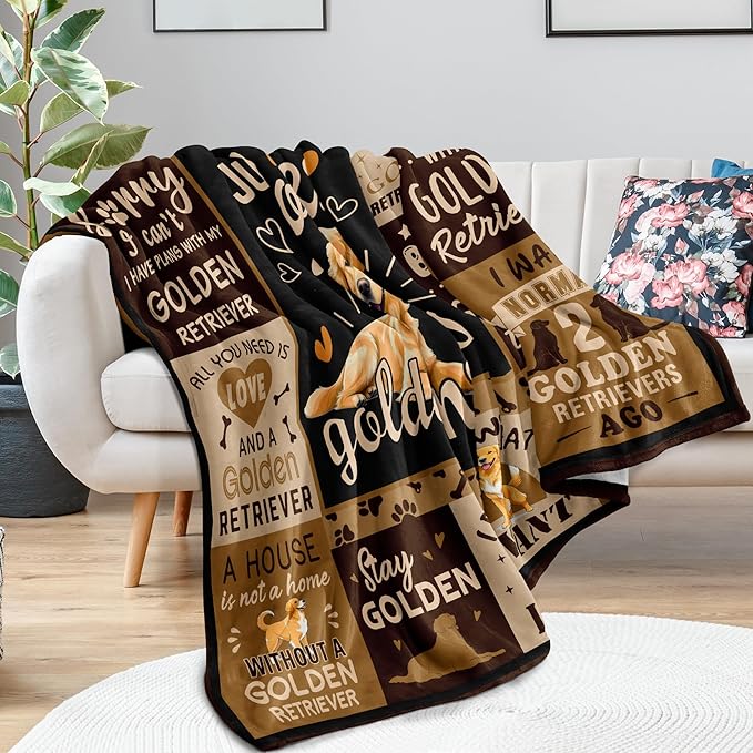 Golden Retriever Gifts for Women, Gifts for Golden Retriever Lovers/Kids/Dog Throw Blanket 50"x60"