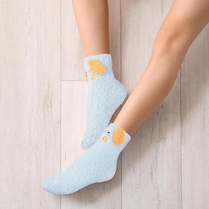 Benefeet Sox Funny Animal Fuzzy Socks for Women Girls - Cute Fluffy Slippers, Cozy Warm Winter Plush Sleeping Socks