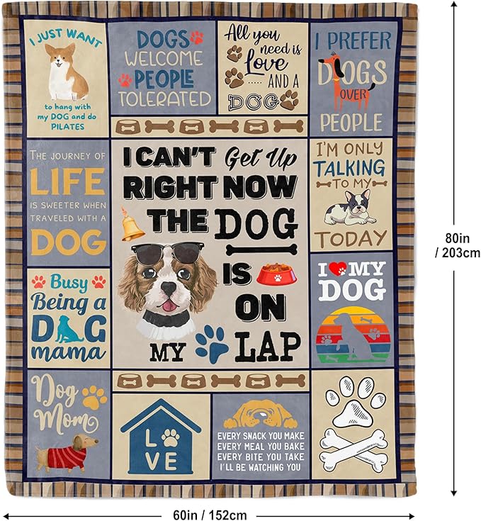 Dog Lover Gifts for Women, Dog Mom Gifts for Women, Dog Throw Blanket 50"x60", Presents for Dogs Lovers/Mom, Presents for Dogs Owners Blanket, Doggie Blanket