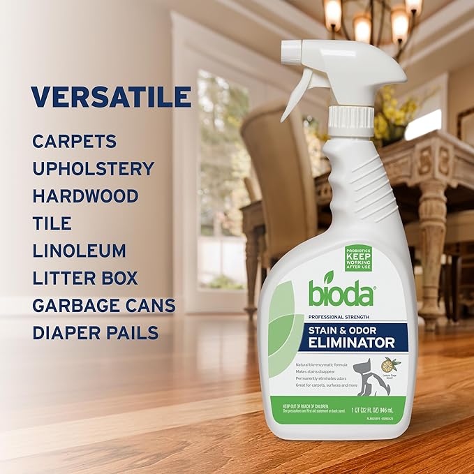 Bioda Pet Stain and Odor Eliminator | Pet Urine Enzyme Cleaner | Pet Stain Remover | Urine Odor Eliminator | Carpet Cleaner | Couch Cleaner | Made in USA | 1 Gallon