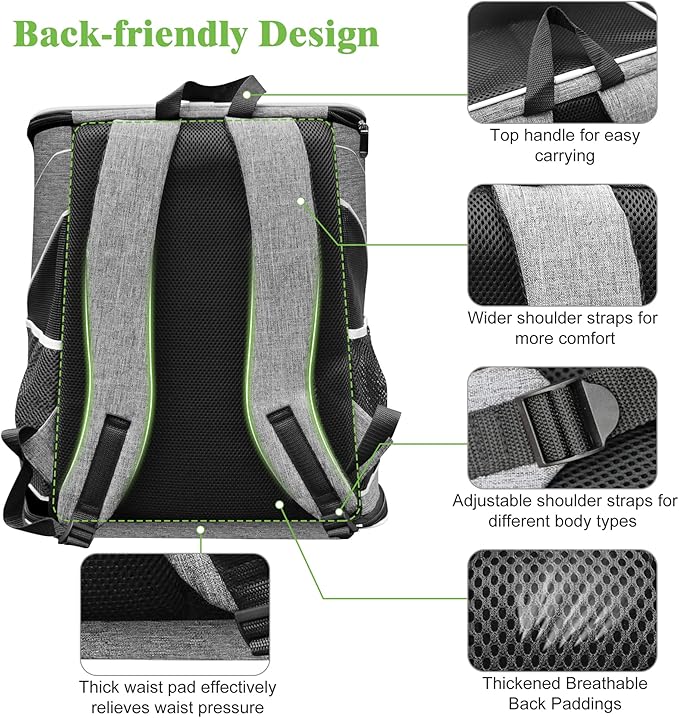 HiCaptain Pet Carrier Backpack for Small Dogs and Cats, Foldable Cat Carrier Backpack with Safety Lock Zipper and Breathable Mesh for Hiking Camping Travel Outdoor Use-Hold Pets Up to 17 Lbs