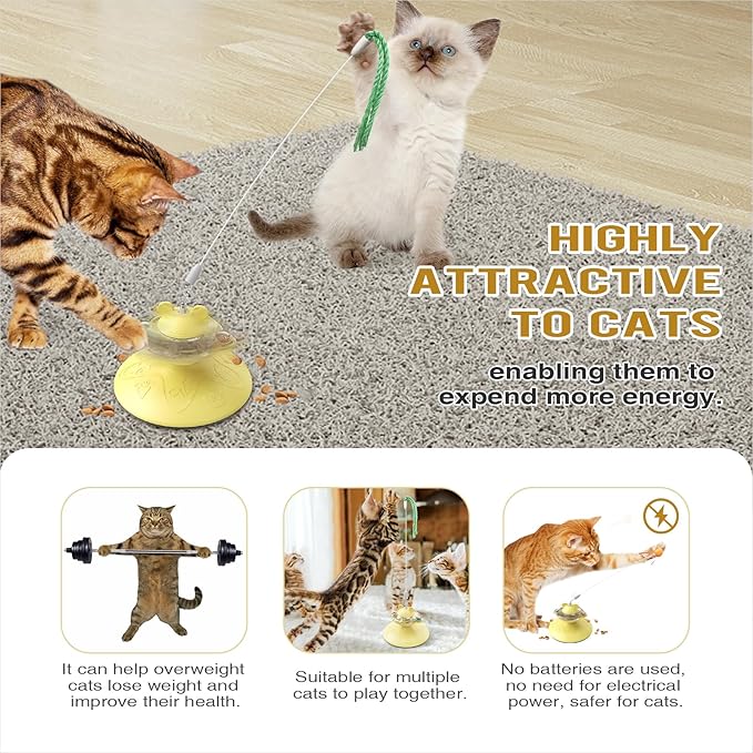 Cat Interactive Toys for Indoor Cats Kitten Wand Toy Weight Loss Kitty Funny Game Slow Food Dispenser Feeder Treat Dispensing Feeding Pet Supplies Birthday Gift