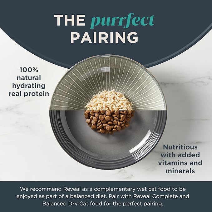 Reveal Natural Wet Cat Food, 12 Count, Grain Free, Limited Ingredient Cat Food Pouches, Tuna with Sea Bream in Broth, 2.47 oz Pouches