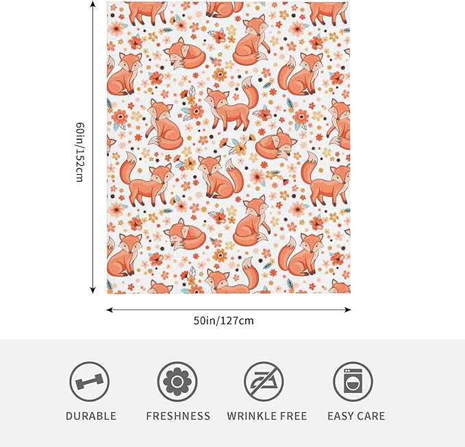 Fox Soft Throw Blanket Flannel Fleece Blankets Warm Cozy Lightweight Fuzzy Blanket for Bed Sofa Couch Home Decor 60"X50"
