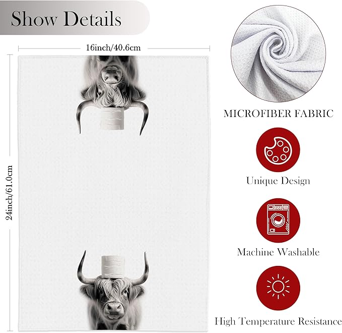 Cow Hand Towels for Bathroom, Cows Bathroom Hand Towels, Cow Bathroom Decor, Cow Lover Gifts, Cow Gifts for Woman, Cow Themed Gifts, 16x24 Inch