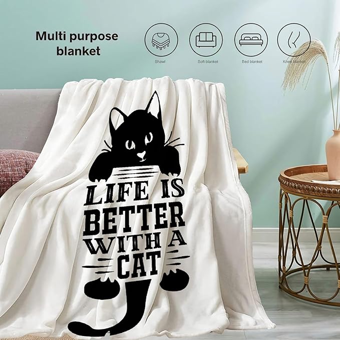 Black Cats Throw Blanket Super Soft Cozy Black Cat Blanket for Kid Adult Women Men Best Hallowen for Cat Mom Cat Lovers Cute Pet Cats Blanket for Couch Bed Sofa Dorm Home Decor(40"X30")