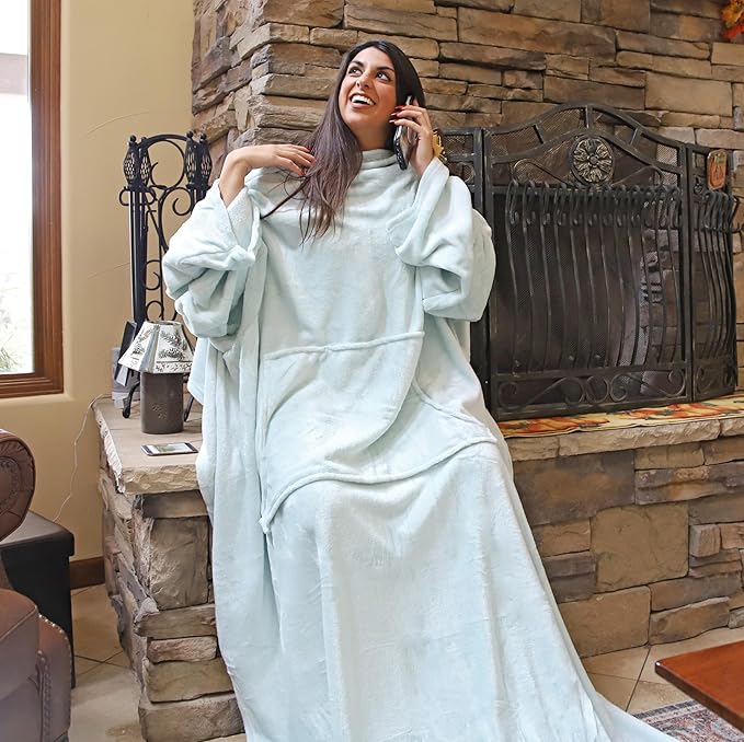 Solaris Wearable Blanket with Sleeves for Adults, Softness Comfort Warmth Fleece Gift for Women Men, Snuggy Body Throw TV Blanket for Home Office Lounge, Gift for Your Lover