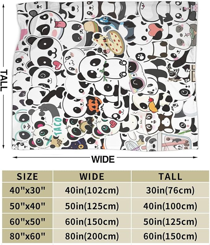 Cute Panda Blanket Panda Gifts Soft Cozy Panda Plush Throw Blanket Super Warm Fleece Fuzzy Bedding Blanket for Kids Girls Boys Women Bed Decor Stuff 60"X80"