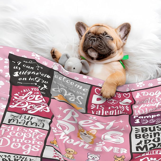 Dog Mom Gifts for Women Blanket 60"x50", Dog Mom Gifts, Gift for Dog Lovers Women, Dogs Owner Gift for Woman, Best Dogs Mom Present, Soft Throw Blanket for Christmas, Mothers Day