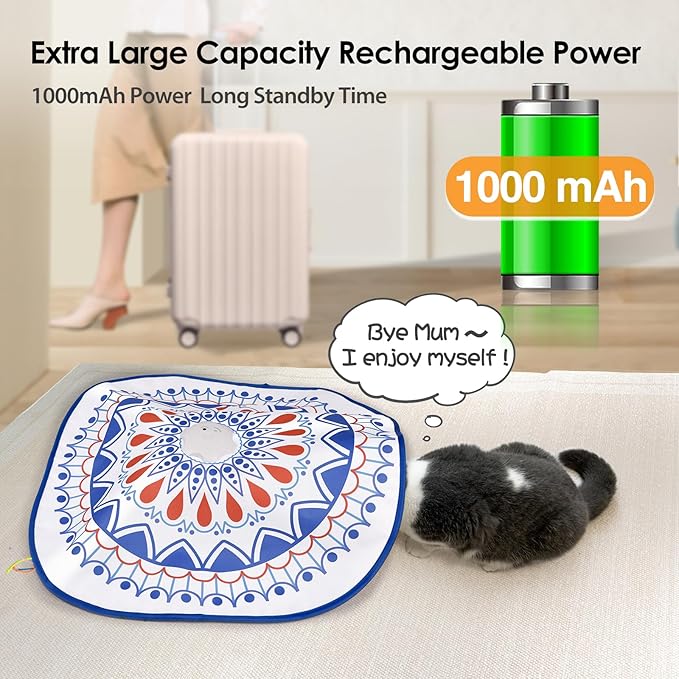 ORSDA Cat Toys, 4 in 1 Interactive Cat Toys for Indoor Cats, Automatic Cat Toy Electric Kitten Toys for Enrichment Hide and Seek, Chase The Feather, 8 Holes Mice Whack-A-Mole, Catch Magic Wand