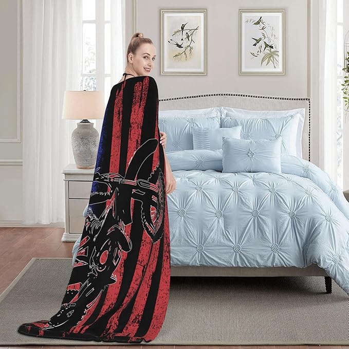 Motocross Flag Soft Throw Blanket Flannel Fleece Blankets Warm Cozy Lightweight Fuzzy Blanket for Bed Sofa Couch Home Decor 80"X60"