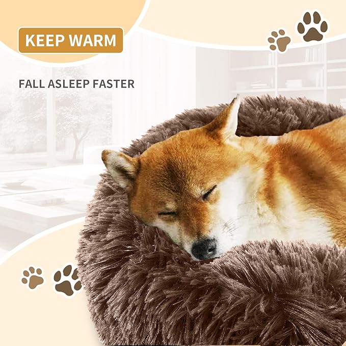 Dog Bed Comfiest Indoor Calming Waterproof Bedding Washable Fluffy Chew Proof Self Warming Cozy for Small Pets at Home