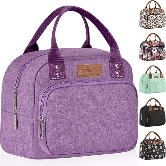 Buringer HOMESPON Lunch Bag for Woman Man Adults with Front Pocket Insulated Lunch Tote Lunch Box Container for Work Picnic or Travel（Purple）