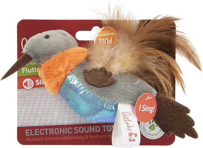 Petlinks Flutter Singer Electronic Sound Cat Toy, Battery Powered - Gray/Blue, One Size