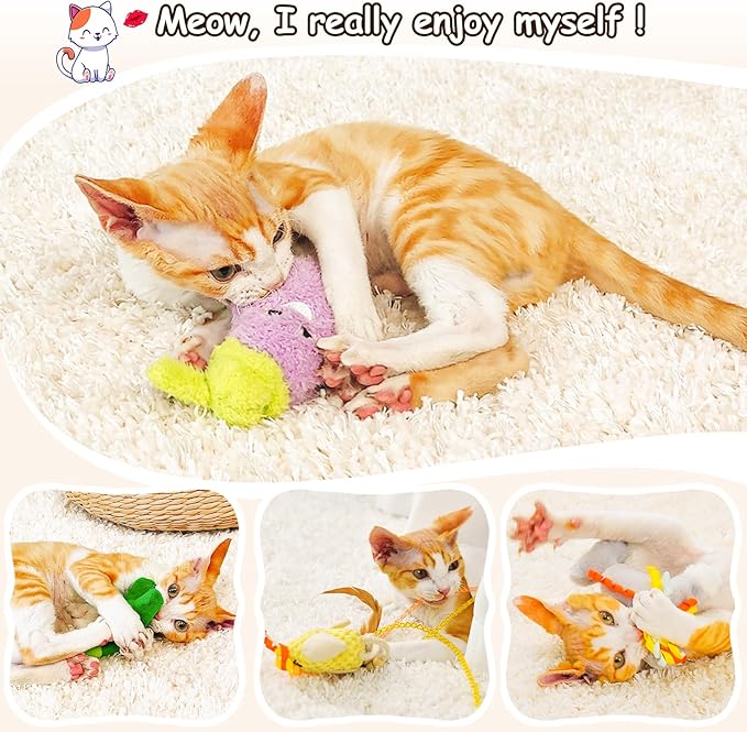 ORSDA Cat Toys, Cat Wand Toy for Indoor Cats, Interative Cat Toy to Chase & Exercise, Teaser Bird Toy for Cats with 5 Replacement Kitten Toys for All Breeds