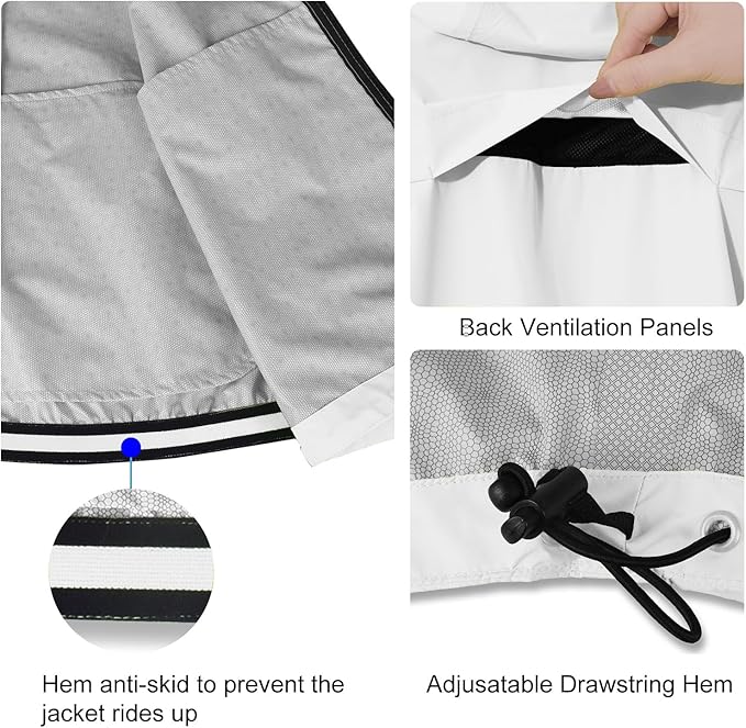 baleaf Men's Rain Jacket Waterproof Windbreaker Running Cycling Golf Hiking Gear Hood Lightweight Reflective Packable