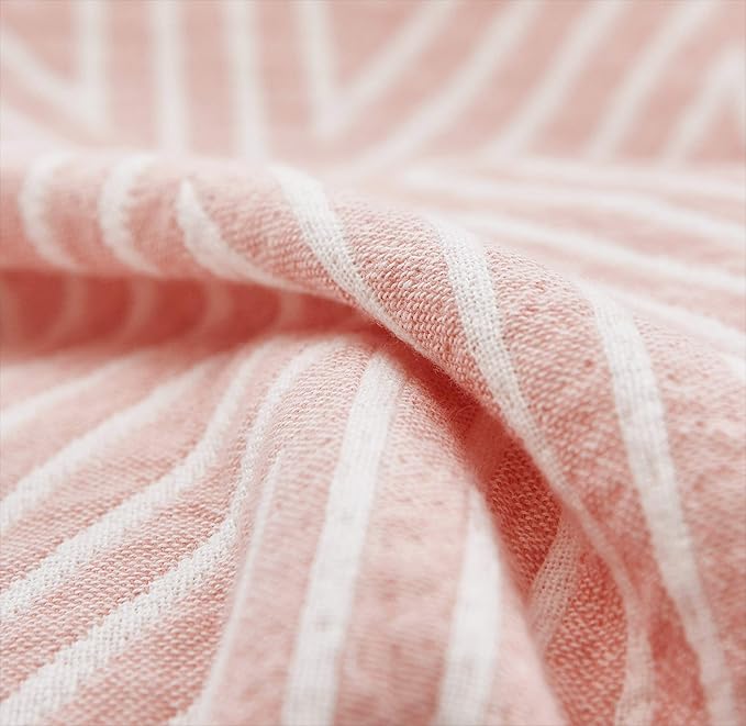 MEJU Red Striped Checks Muslin Reversible Summer Blanket for Bed Sofa Couch 100% Combed Cotton 3 Layer Soft Warm Quick Dry Throw Blanket Bedspread Bed Coverlet Sheet Twin 60 in X 80 in