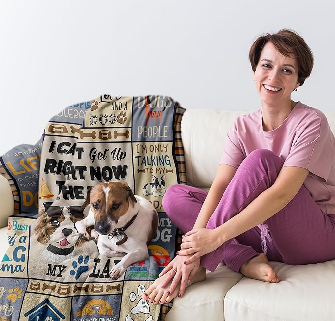 Dog Lover Gifts for Women, Dog Mom Gifts for Women, Dog Throw Blanket 50"x60", Presents for Dogs Lovers/Mom, Presents for Dogs Owners Blanket, Doggie Blanket