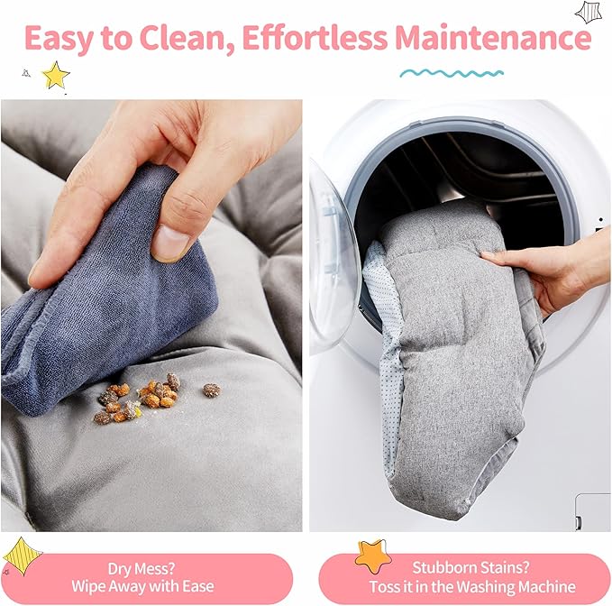 Made4Pets Cat Beds for Indoor Cats - Dog Beds for Small Dogs, Round Pet Bed for Puppy and Kitten, Washable Dog Bed with Anti-Slip Bottom, Removable Dual-Fabric Cushion for All Season, Grey