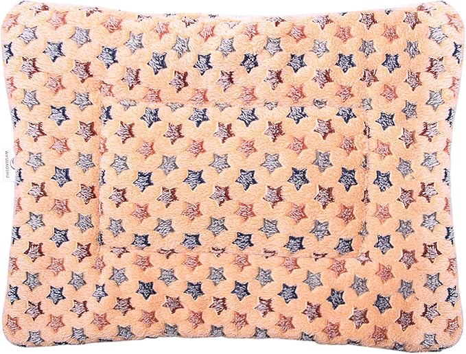 FJWYSANGU Fluffy Pet Cat Blanket Soft Coral Velvet Pet Puppy Cushion Mat Warm Cover Soft Pad Mat Beige S