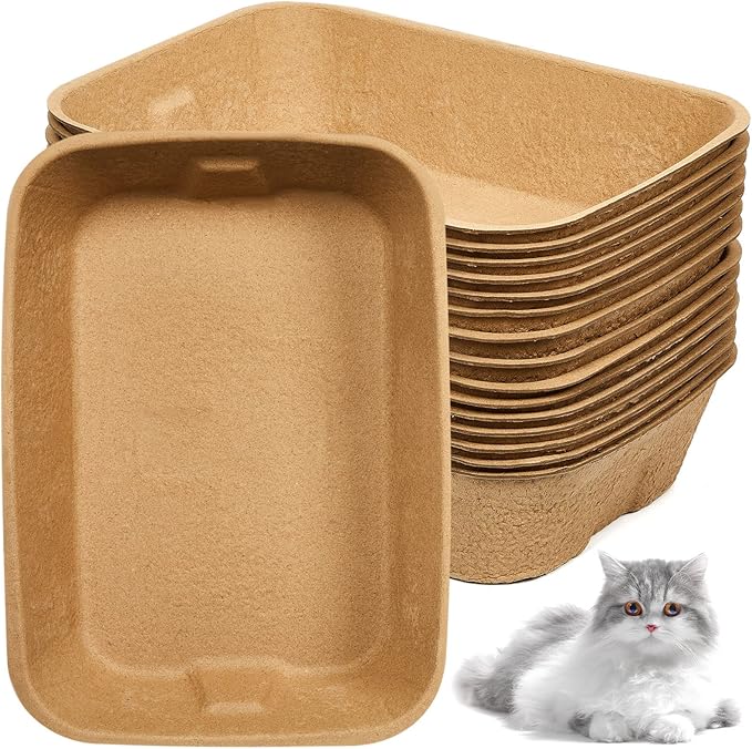 15 Pack Disposable Litter Boxes for Cats Small Disposable Litter Trays Paper Kitten Litter Box Disposable Kitten Litter Pans for Indoor Outdoor Travel Litter Box Small Animals, 16.1 x 11.2 x 3.7 Inch