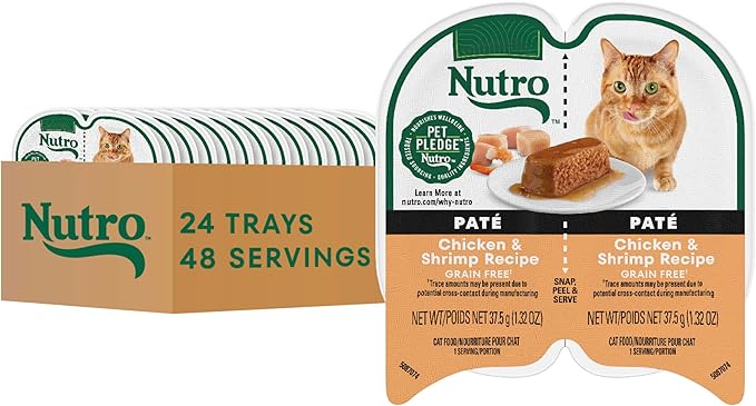 Nutro Perfect Portions Wet Cat Food Paté Chicken & Shrimp Recipe, (24) 2.64 oz. Twin-Pack Trays