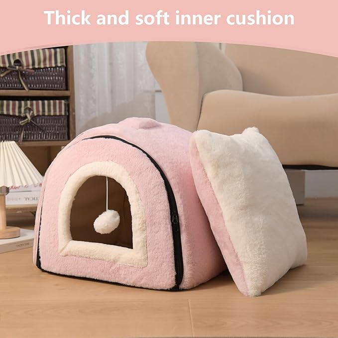 Cat Bed for Indoor Cats,Foldable cat cave,Anti-Slip & Water-Resistant Bottom,cat Houses for Indoor Cats or Small Dogs,Kitten Tent,Rabbit Bed,cat beds & Furniture