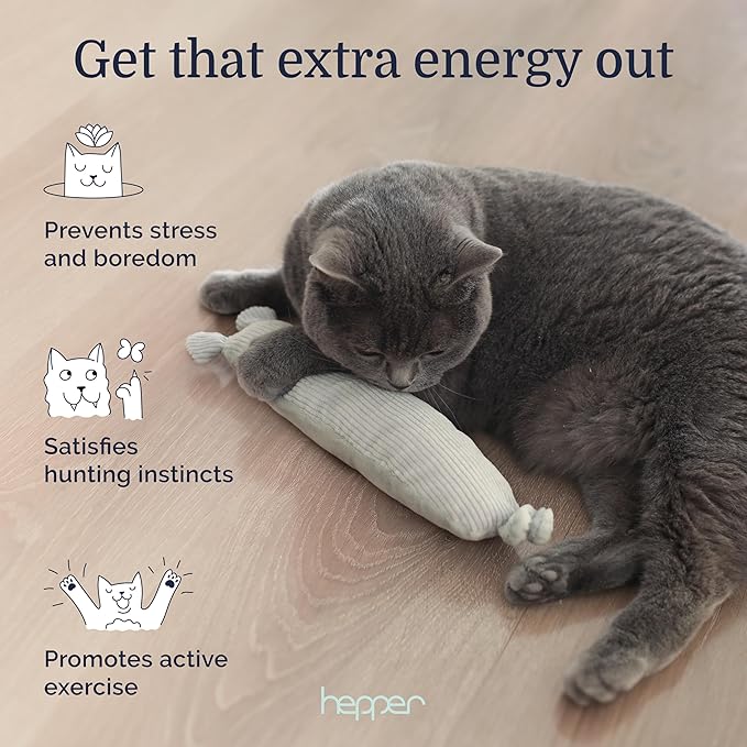 Hepper Plush Mouse Kicker Toy - Catnip Interactive Cat Toy with Bell- Durable Cat Toys for Kicking & Wrestling- Large Cat Toy for Indoor Cats Filled with Catnip- Perfect Pet Gifts for Cats