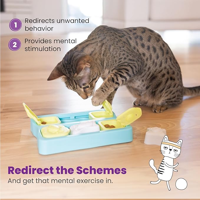 Catstages Kitty Cube Interactive Cat Treat Puzzle, Blue