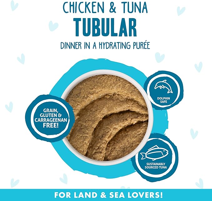 Weruva B.F.F. Play - Best Feline Friend Paté Lovers, Aw Yeah!, Chicken & Tuna Tubular with Chicken & Tuna, 3oz Pouch (Pack of 12)