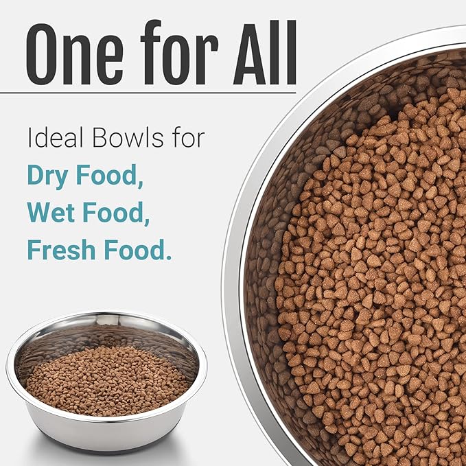 PEGYY11 Nonslip Stainless Steel Dog Bowls, 11.4 US Cup, 2 Count