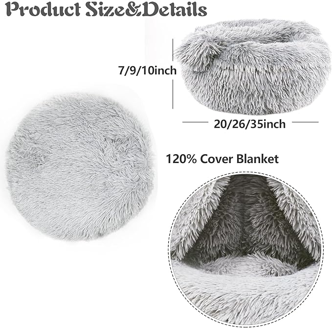 ShinHye Small Dog Bed Cat Bed Dog Bed with Blanket Plush Fluffy Hooded Dog Bed, Small Dog beds with Cover Cozy for Indoor Cats, Blanket Dog Beds Calm Anti-nxiety Dog Bed Washable