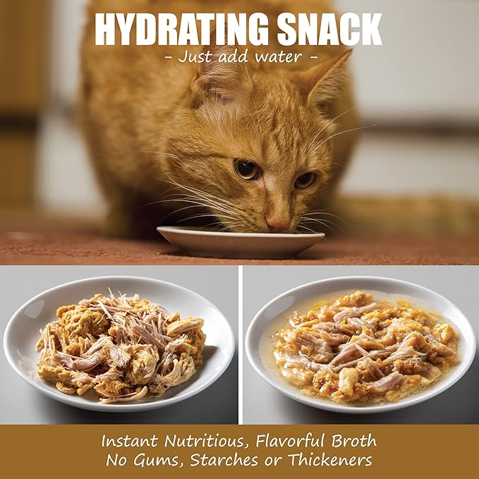 Whole Life Pet Freeze Dried Cat Food - Human-Grade Wet Cat Food Toppers & Complement, Natural Broth for Cats, Hydrating Snacks, Lickable Treats, Just Add Water – Shredded Chicken, 3 Oz