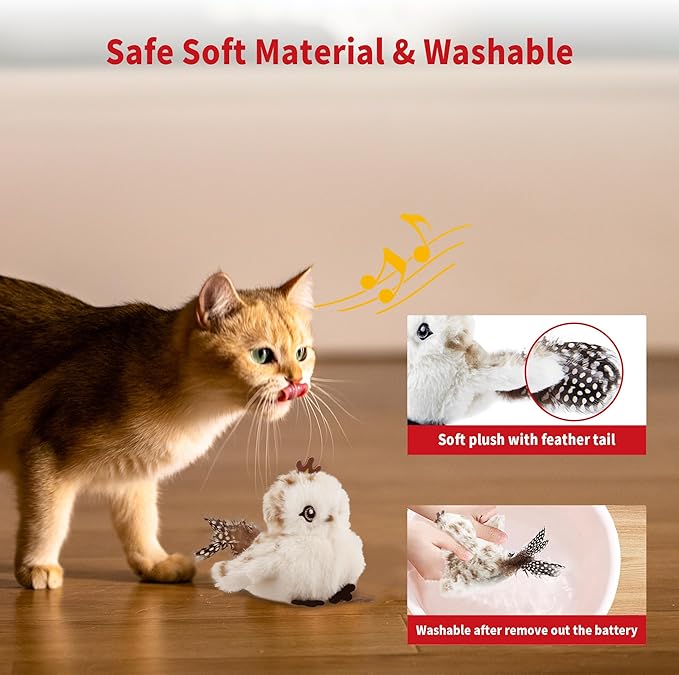 Gigwi Interactive Flapping Cat Toys Catnip, Electronic Flappy Toys Motion Activated, Automatic Cat Toys for Indoor Cats, USB Rechargeable Cat Enrichment Toy for Hunting and Kicker, Bird Prince