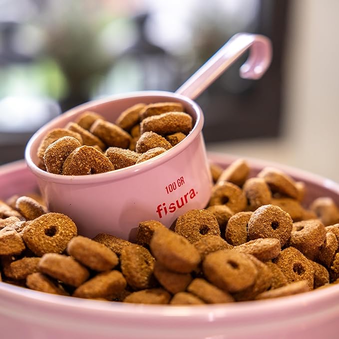 Fisura – Pink time to eat Pet Food Container. Pet Feed Container with Lid and Measuring Scoop. Metal Food Container for Dogs and Cats. 5 kg Capacity