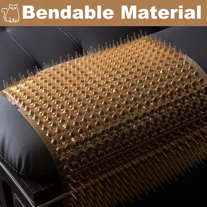 10 Pcs Scat Mat for Cats, 16x13 Inch Cat Deterrent Indoor Mat, Cat Scat Mat with Spikes Outdoor Use, Humane Pet Repellent Fence, Orange Color for Cat/Dog Easily See