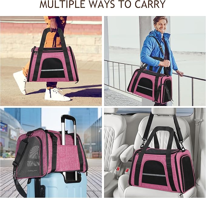 HiCaptain Soft Cat Carrier with Top Mesh Window - Pet Carrier Breathable for Medium Cats and Small Dogs Puppies up to 14 lb (Pink)