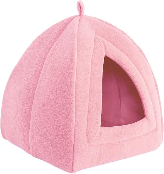 Cat House - Indoor Bed with Removable Foam Cushion - Pet Tent for Puppies, Rabbits, Guinea Pigs, Hedgehogs, and Other Small Animals by PETMAKER (Pink)