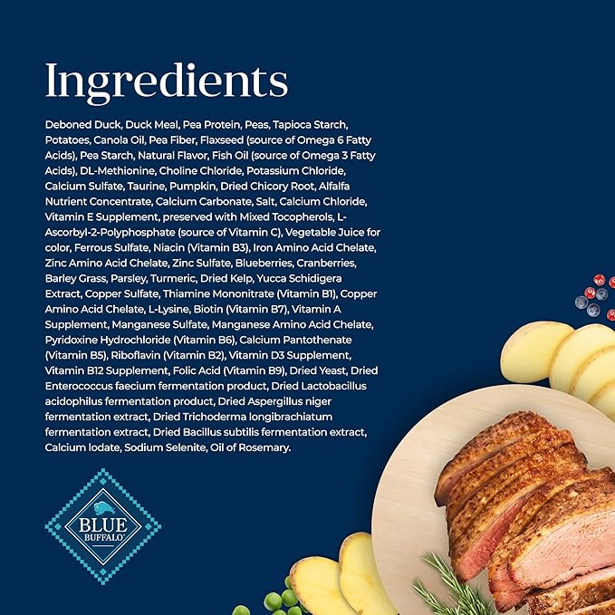 Blue Buffalo Basics Grain-Free Dry Cat Food, Skin & Stomach Care, Limited Ingredient Diet for Indoor Cats, Duck & Potato Recipe, 5-lb. Bag