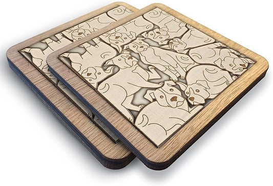 American Pit Bull Terrier Dog Wooden Puzzle Coaster - Unique Gift for Pitbull Dog Lovers, Wooden Jigsaw Drink Coaster, Decorative Pit Bull Puzzle for Coffee Tables and Home Decor
