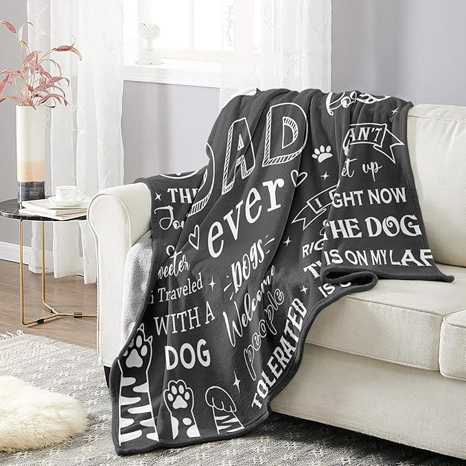 Mosslink Dog Dad Gifts for Men, Fathers Day Christmas Birthday Gifts for Dog Lovers Men, Dog dad Gift Ideas Throw Blanket 60"x50"
