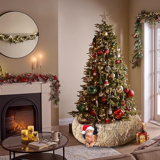 Cat Tunnel with Cat Bed for Indoor Cats, Soft Plush Peekaboo Cat Cave Donut Tunnel, Multifunctional Cat Playground Toys Hideplace for Small Medium Large Cats, Kittens, Rabbit, Ferret, Brown