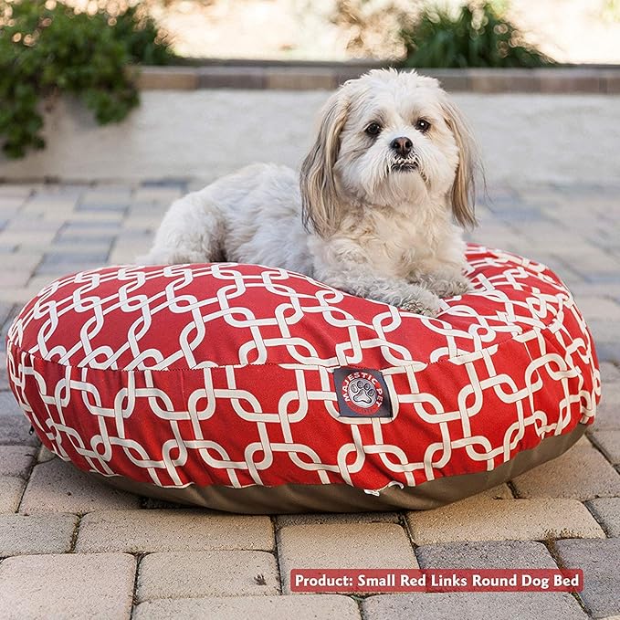 Black Links Large Round Indoor Outdoor Pet Dog Bed With Removable Washable Cover By Majestic Pet Products