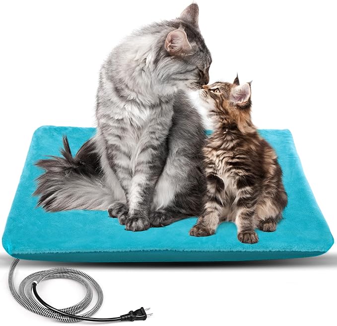 PETNF Outdoor Pet Heating Pad for Cats Outside, Cat Heating Pad Outdoor Winter Waterproof, Heated Cat Bed Safe Electric Cat Warming Pad Mat Blanket for Feral Cat, Heated Mat for Dog Cat House, 28"X16"