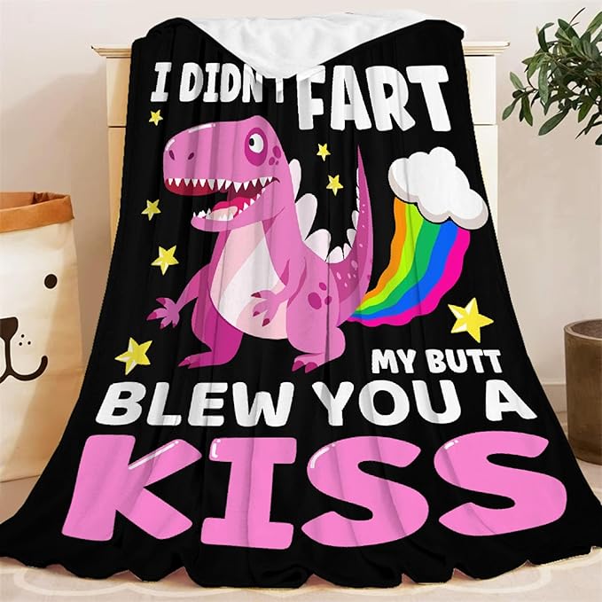 Funny Dinosaur Blanket Gift for Girls Boys- 50x60 Inches Soft Flannel Dino Throws Blankets Funny Gift for Teen Women Men Adult Cute Dinosaur Lover Gifts for Bed Sofa Couch