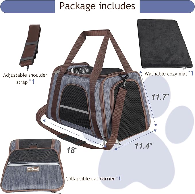HiCaptain Soft Cat Carrier with Top Mesh Window - Pet Carrier Breathable for Medium Cats and Small Dogs Puppies up to 15 lb (Blue)