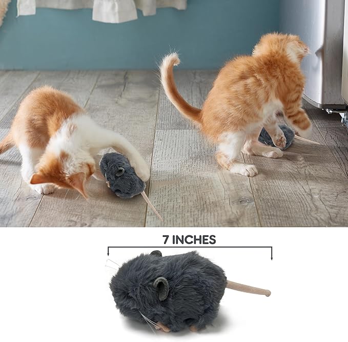 Vaulted Skulls & Co Mouse Dog Toy 7" | Mouse Stuffed Animal Small | Fluffy Mouse Small Dog Toy | Cat Mouse Toy | Small Mouse Plush Dog Toy | Mouse Toy for Cats | Squeaker-Free | Gray | 7"