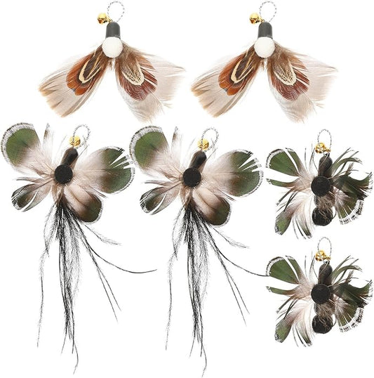 FRCOLOR 6pcs Replacement Head for Cat Teaser Toy, Cat Fishing Pole Toy Attachment Interactive Cat Toy Cat Teaser Toy Feathers Cat Toys