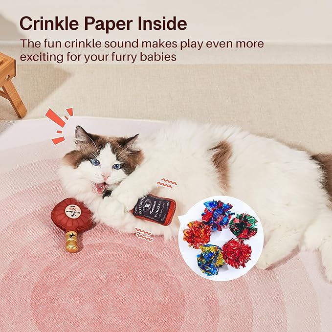 Potaroma Liquor-Simulation Cat Toys 2Pcs Catnip Crinkly Sound Toy, Durable Kitten Bite Kicker Toys, Indoor Feline Exercise 4.5 Inches for All Breeds