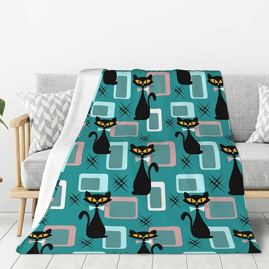 Medieval Cat Soft Throw Blanket Flannel Fleece Blankets Warm Cozy Lightweight Fuzzy Blanket for Bed Sofa Couch Home Decor 80"X60"